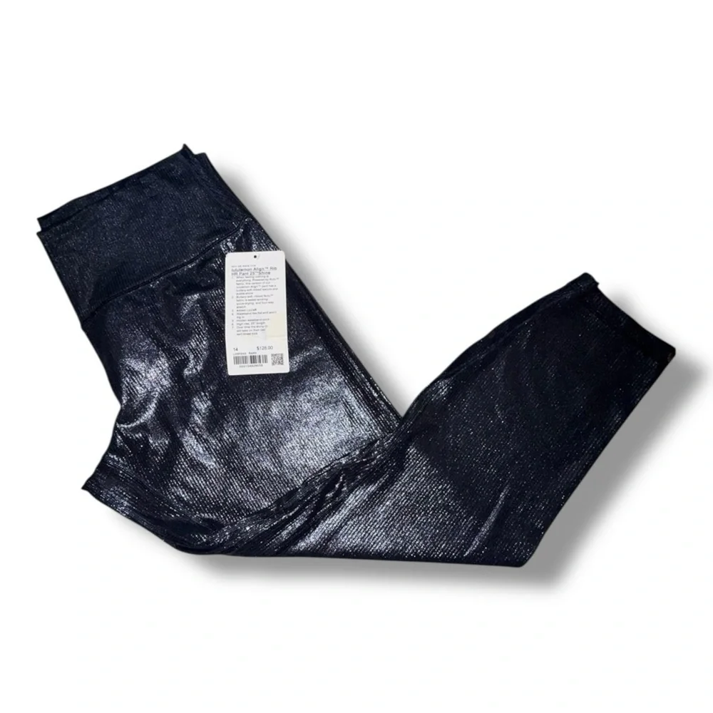 LULULEMON Align Ribbed High Rise Leggings 25” - Foil Print Black Night 14